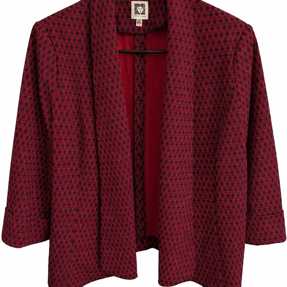 Anne Klein Jackets & Blazers - Anne Klein Red and Black Patterned Blazer
